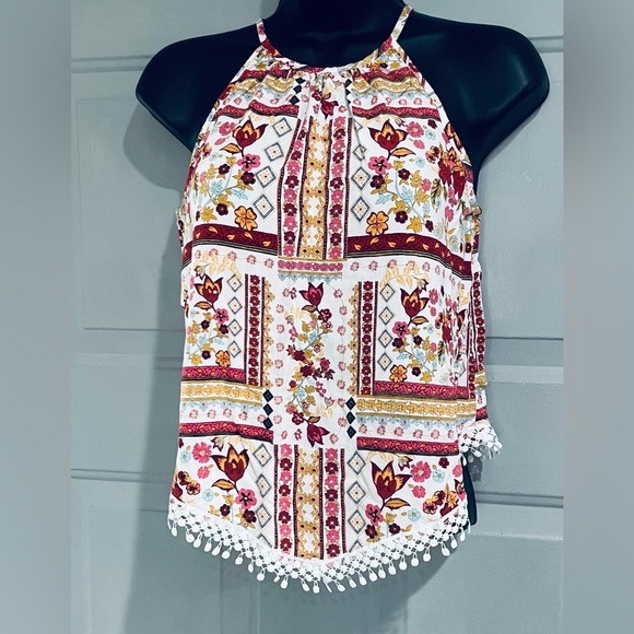 HM COACHELLA OFFICIAL COLLECTION Women's Tank Top Size 6 Keyhole Back Floral - Picture 9 of 9